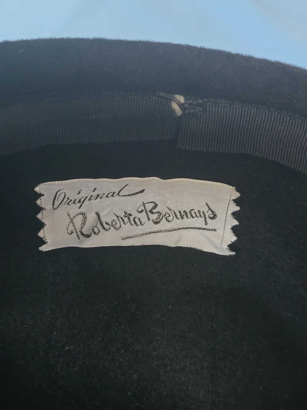 VTG 1950s Roberta Bernays Black Velour Feather Tilt Hat Italian Opera Body